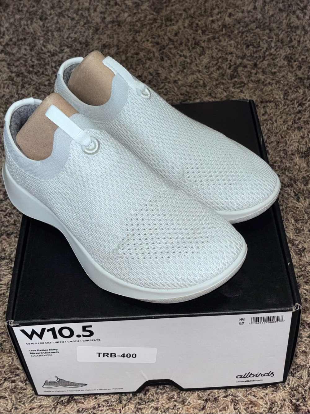 Allbirds Tree Dasher Relay Women’s 10.5 White Athletic Slip On Shoes Sneakers